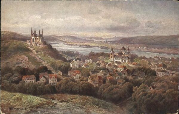 Remagen Rheinpanorama Künstlerkarte