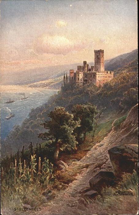 Koblenz Rhein Rheinpanorama mit Schloss Stolzenfels S