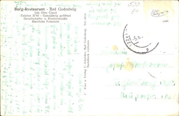 Bad Godesberg Burgrestaurant Otto Clauß Godesburg Bun – Bild 2