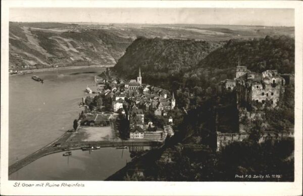 St Goar Rheinpanorama mit Ruine Rheinfels