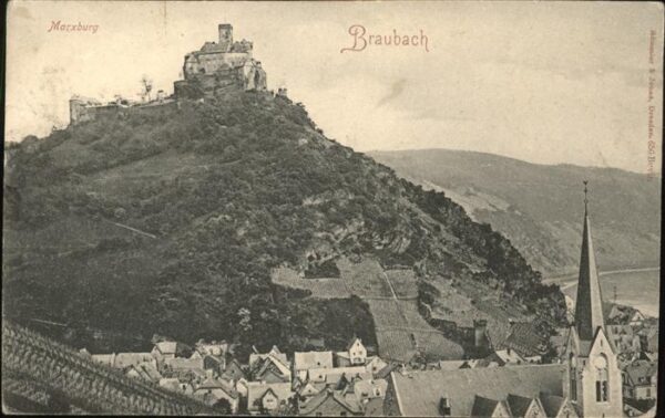 Braubach Rhein Rheinpanorama mit Marksburg