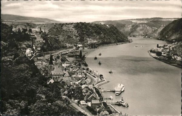 St Goar Rheinpanorama Stadt Schiffe