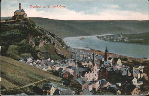 Braubach Rhein Rheinpanorama mit Marksburg