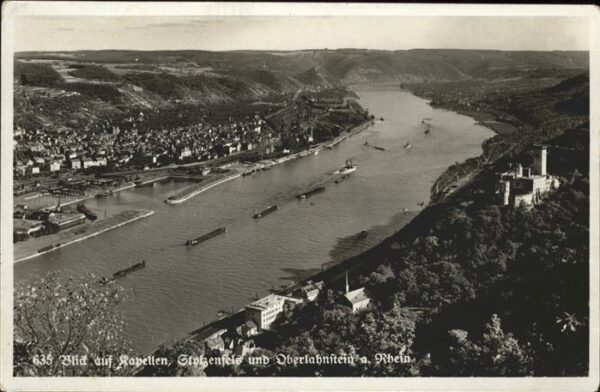 Oberlahnstein Rheinpanorama mit Kapellen Stolzenfels