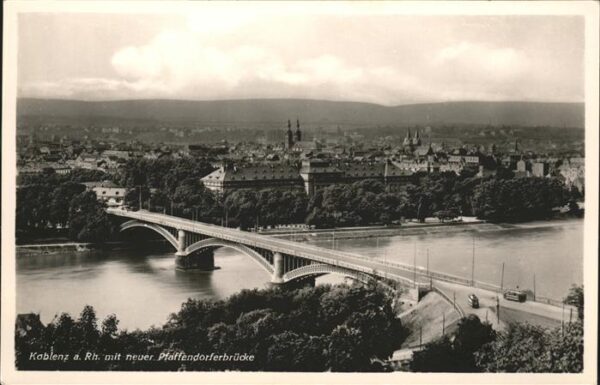 Koblenz Rhein Rheinpanorama mit neuer Pfaffendorfbrüc