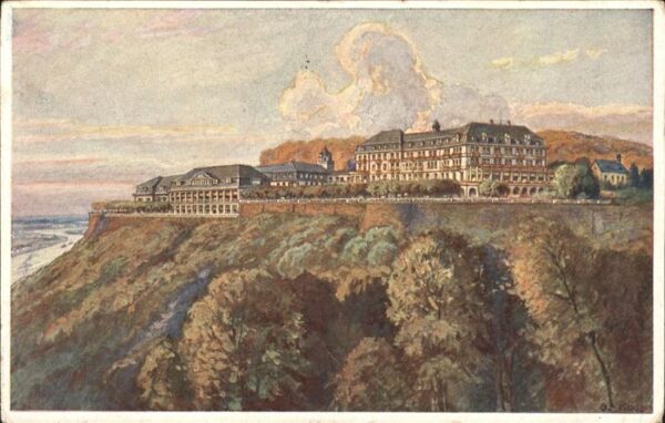 Koenigswinter Rheinpanorama mit Kurhotel Petersberg K