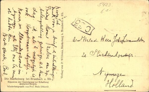 Braubach Rhein Marksburg Künstlerkarte – Bild 2