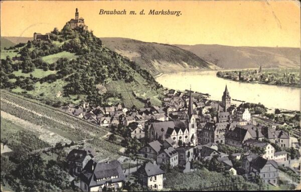 Braubach Rhein Rheinpanorama mit Marksburg