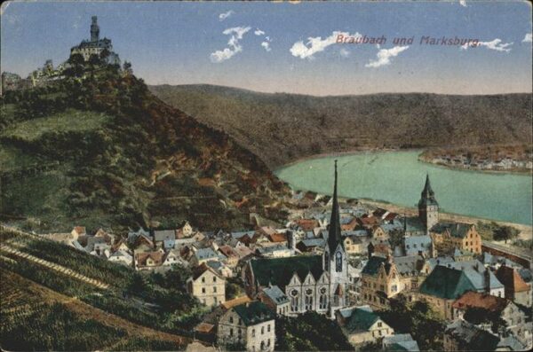 Braubach Rhein Rheinpanorama mit Marksburg