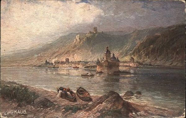 Kaub Rheinpanorama mit Burg Gutenfels und Pf