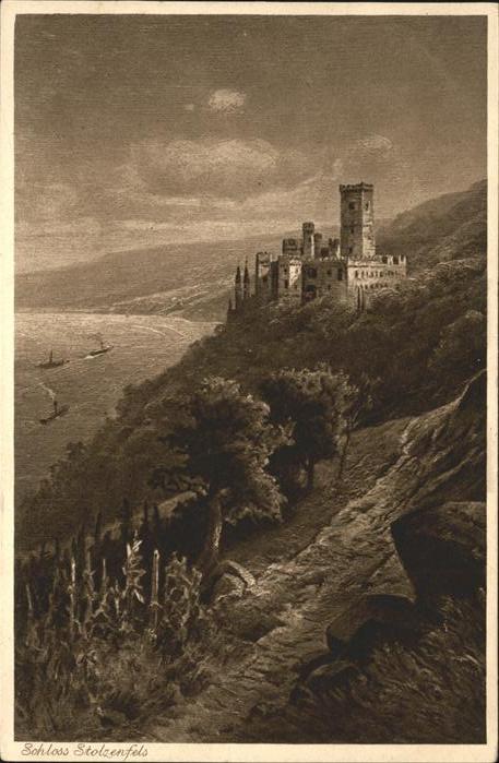 Koblenz Rhein Rheinpanorama mit Schloss Stolzenfels