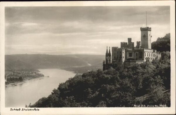 Koblenz Rhein Rheinpanorama mit Schloss Stolzenfels
