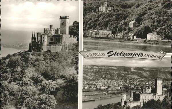 Koblenz Rhein Rheinpanorama mit Burg Stolzenfels