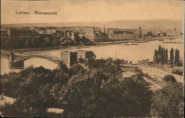 Koblenz Rhein Rheinpanorama mit Brücke
