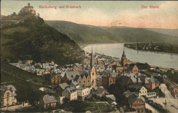 Braubach Rhein Rheinpanorama mit Marksburg
