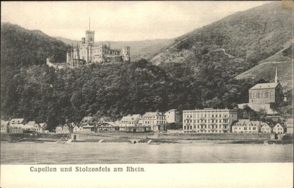Koblenz Rhein Rheinpanorama mit Stolzenfels und Capel