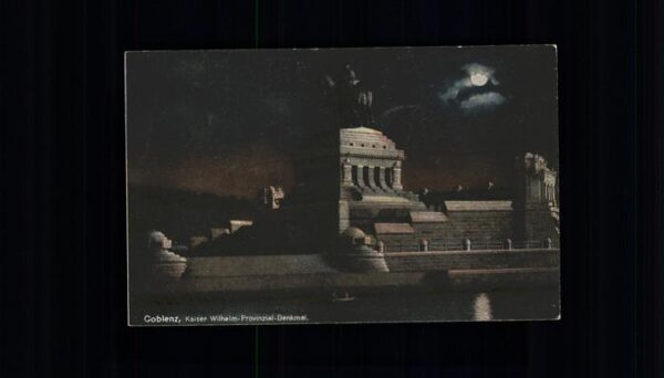 Koblenz Rhein Kaiser-Wilhelm-Denkmal bei Nacht