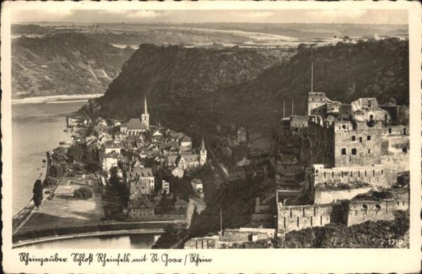 St Goar Rheinpanorama mit Schloss Rheinfeld