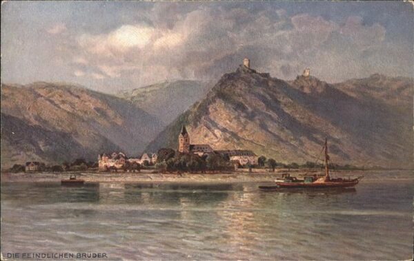 Kamp-Bornhofen Rheinpanorama mit Feindliche Brüder Bur