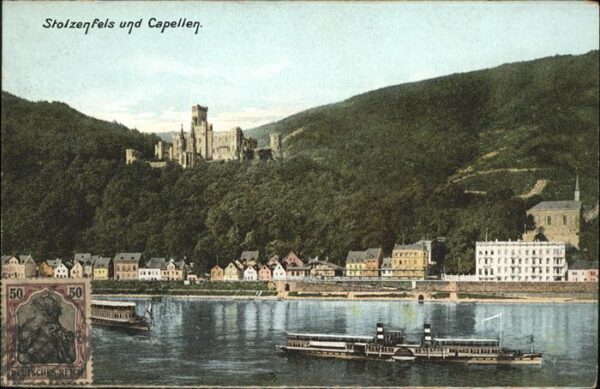Koblenz Rhein Rheinpanorama mit Stolzenfels und Capel