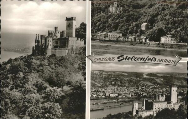 Koblenz Rhein Rheinpanorama mit Burg Stolzenfels
