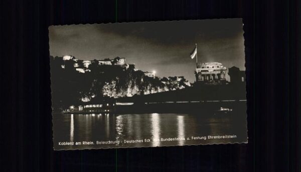 Koblenz Rhein Deutsches Eck Ehrenbreitstein bei Nacht