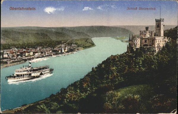 Oberlahnstein Rheinpanorama mit Schloss Stolzenfels S
