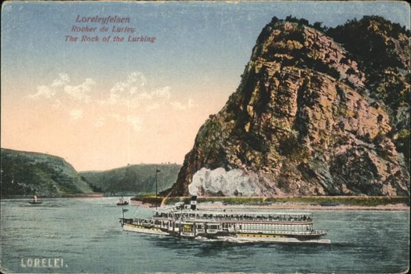 Loreley Lorelei Rheinpanorama mit Felsen Schiff