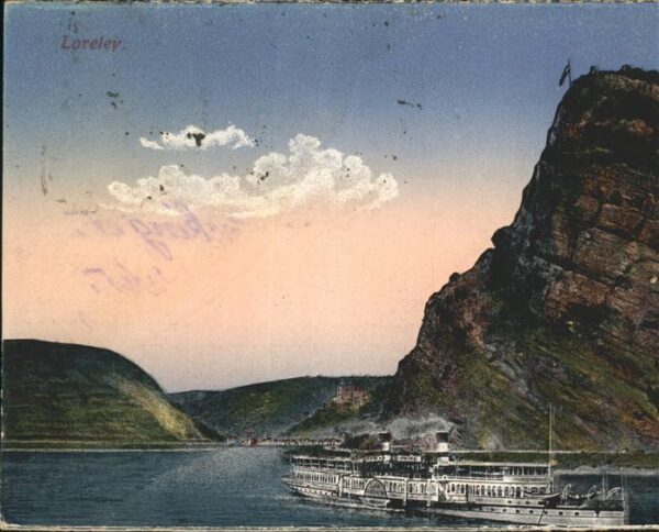 Loreley Lorelei Rheinpanorama mit Felsen Schiff