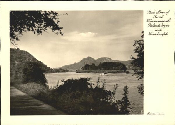 Bad Honnef Rheinpanorama mit Insel Nonnenwerth Rol