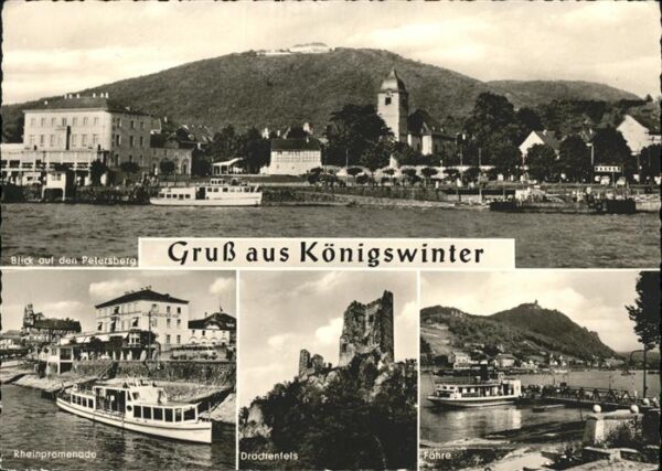 Koenigswinter Rheinpanorama mit Petersberg Drachenfel