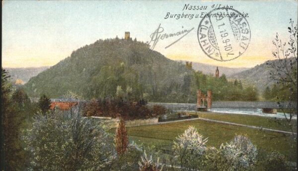 Nassau Lahn Burgberg Eisenbahnbrücke