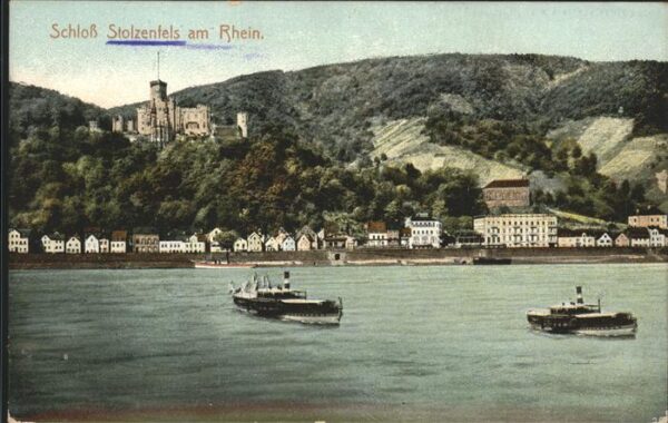 Koblenz Rhein Rheinpanorama mit Schloss Stolzenfels