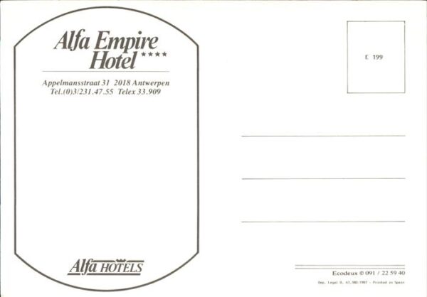 Antwerpen Anvers Alfa Empire Hotel – Bild 2
