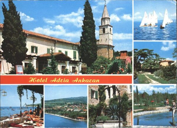 Slowenien Hotel Adria Kirche Terrasse Segelboot M