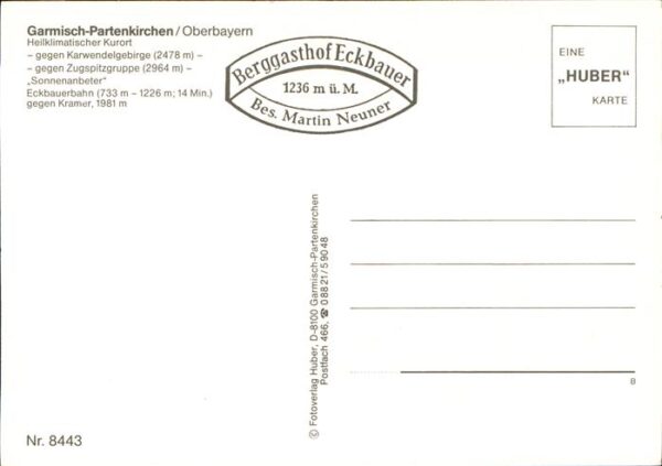 Garmisch-Partenkirchen Kurort Berggasthof Eckbauer Seilbahn – Bild 2