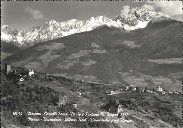 Merano Meran Castelli Torre Tirolo e Fontana M. Ivig