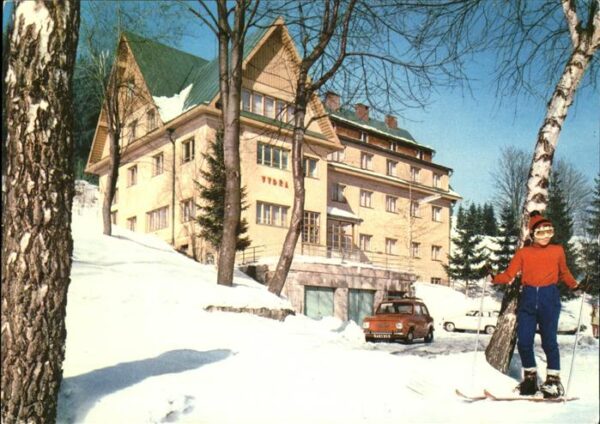 Srni Chata Vydra Berghütte Skifahrer Winters