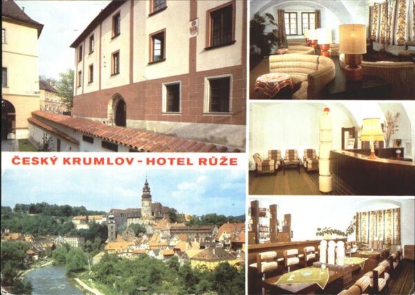 Cesky Krumlov Hotel Ruze Ortsansicht mit Kirche