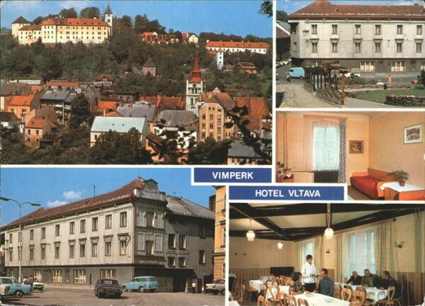 Vimperk Teilansicht mit Kirche Schloss Hotel Vl