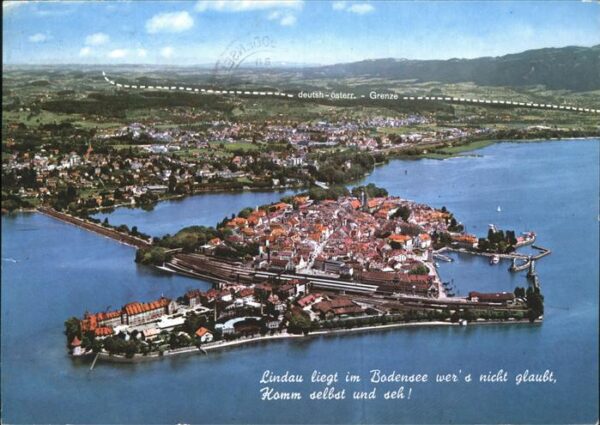 Lindau Bodensee Fliegeraufnahme Hafen Grenze