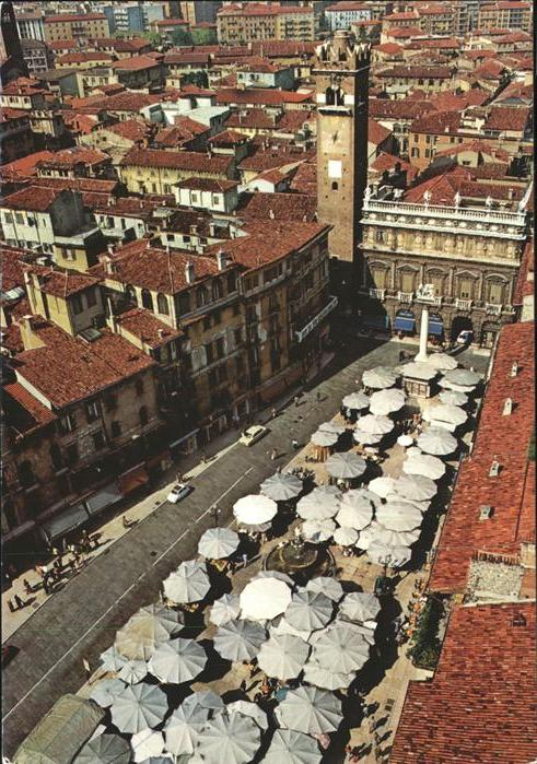 Verona Veneto Gemüsemarkt Fliegeraufnahme