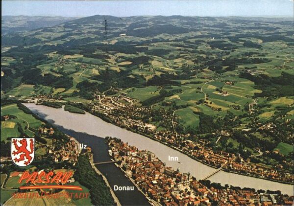 Passau Dreiflüssestadt Fliegeraufnahme