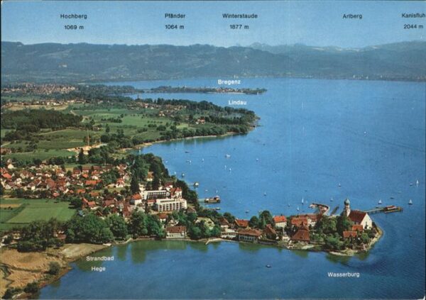 Wasserburg Bodensee Fliegeraufnahme mit Blick auf Lindau un