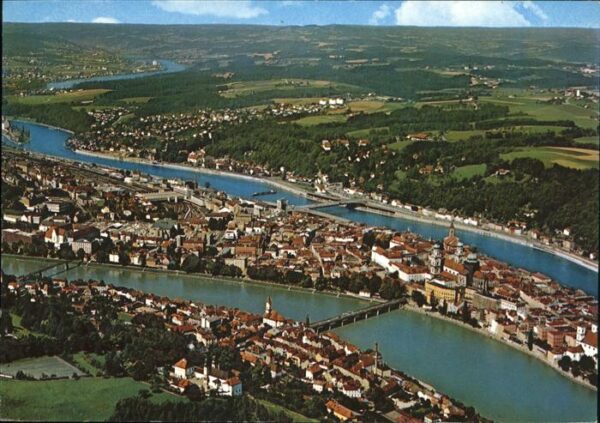 Passau Fliegeraufnahme Donau Inn Ilz