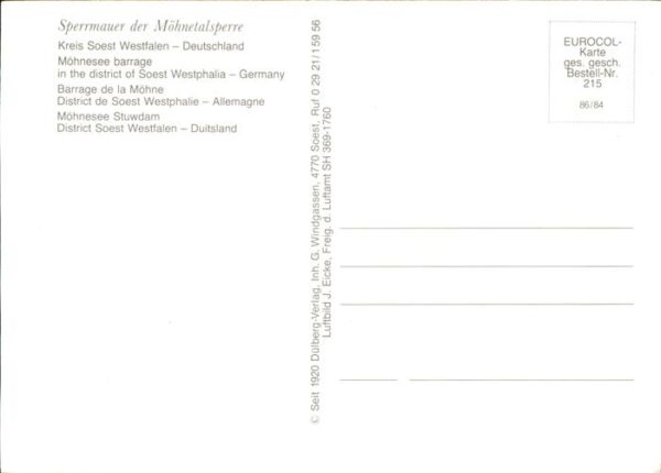 Soest Arnsberg Fliegeraufnahme Sperrmauer der Möhnetal – Bild 2