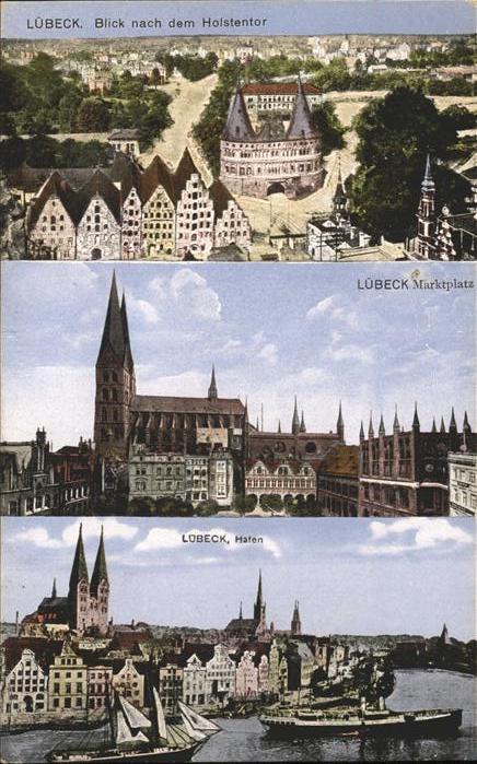 Luebeck Holstentor Marktplatz Kirche Hafen