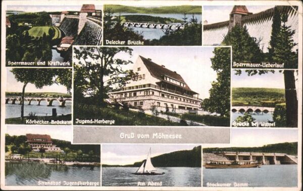 Moehnesee Sperrmauer Kraftwerk Überlauf Delecker