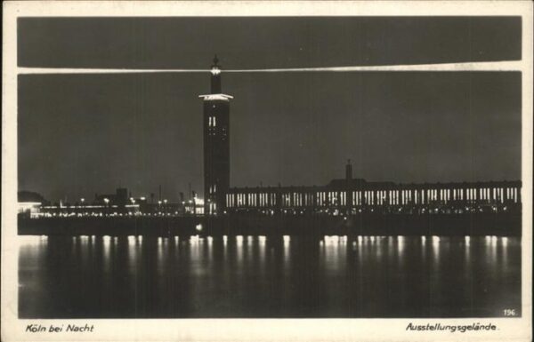 Koeln Rhein bei Nacht Ausstellungsgelände