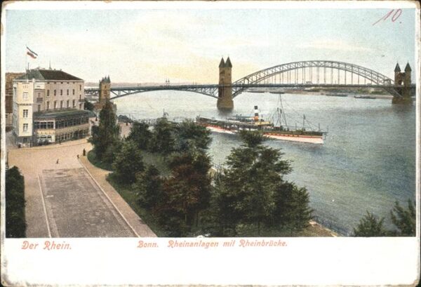 Bonn Rhein Rheinanlagen mit Rheinbrücke